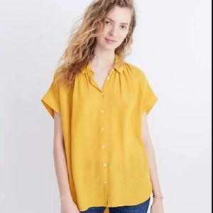 Madewell Mustard Central Drapey Shirt Blouse